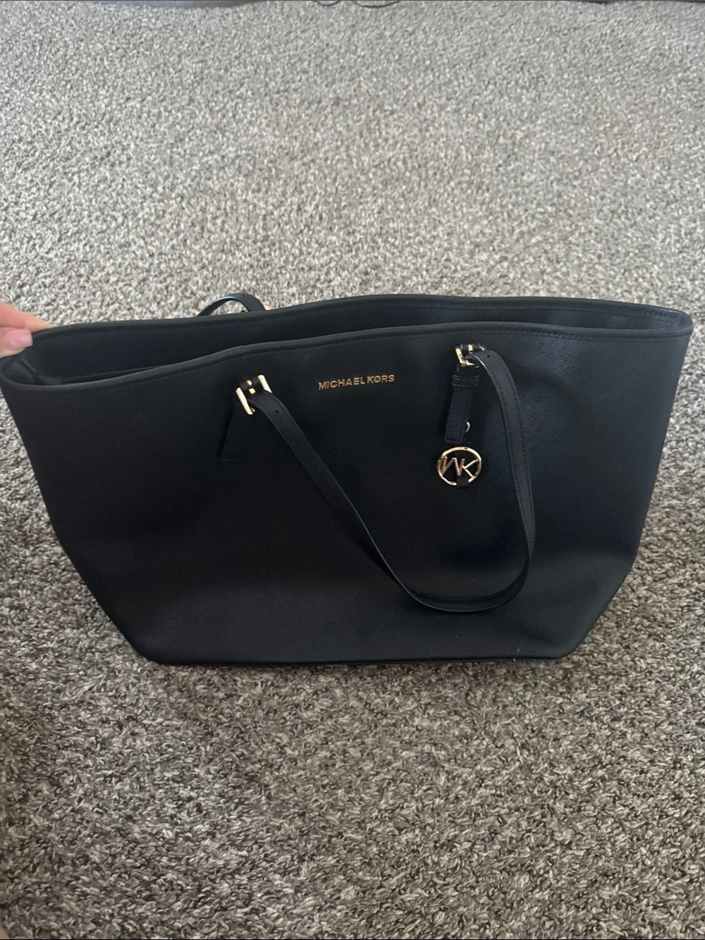 Michael Kors Black Tote with Gold MK Charm